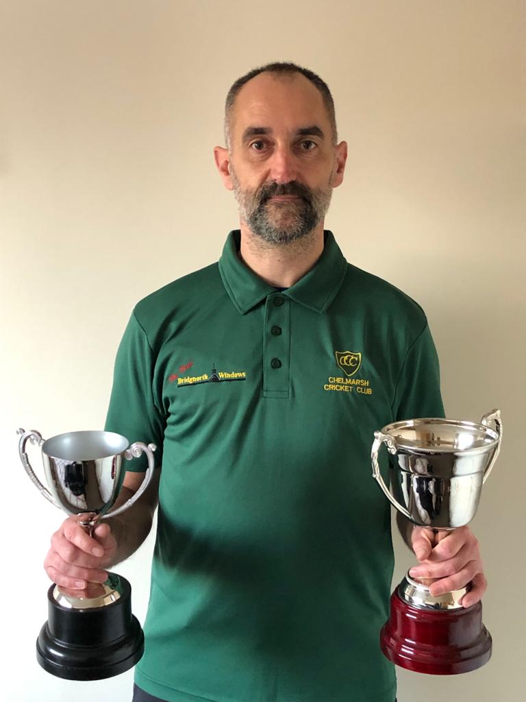 Matthew Ellis with his Clubman of the Year & 2nd XI Batting 2021 trophies